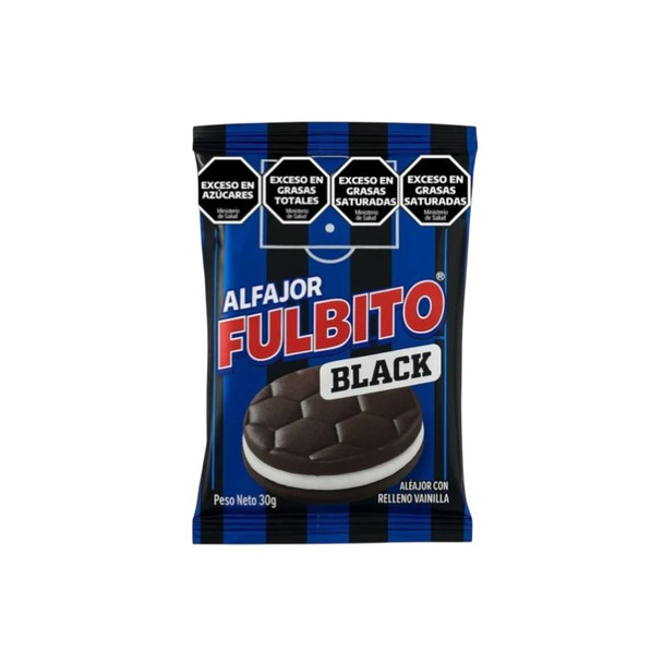 Alfajor Fulbito Cookie Black galleta negra relleno crema vainilla