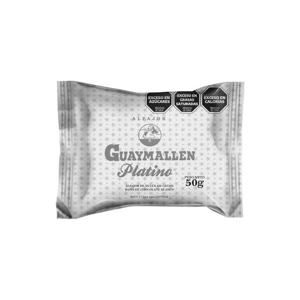 Alfajor Guaymallén Platino 80 años chocolate blanco relleno dulce de leche