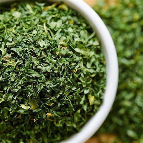 Close-up of dried parsley flakes